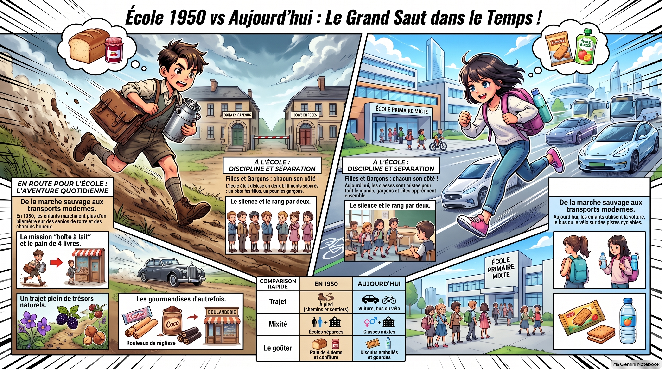 UrbScolaire L école 1950 contre aujourd hui